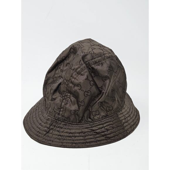 Cute Authentic Gucci Brown GG Nylon Bucket Hat XL sz - Picture 10 of 10